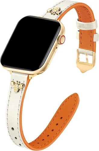 Miniatura 20 de JR.DM Correas de cuero delgadas compatibles con Apple Watch Band 1.496 in 1.575 in 1.614 in 1.654 in 1.732 in 1.772 in 1.811 in 1.929 in, correa