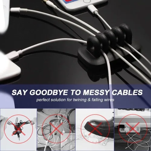 Miniatura 3 de Monaco Soporte de clip de cable con peso para administración de cables de escritorio (negro)