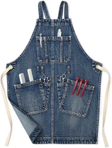 Jeanerlor Delantal de trabajo para mujer y hombre ajustable S-XXL (azul oscuro)