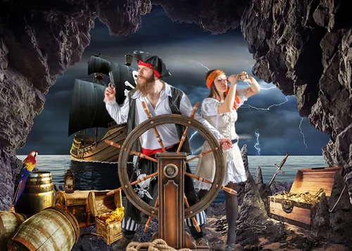 Miniatura 4 de Telón de fondo de barco pirata de 7 x 5 pies, aventura náutica, búsqueda del tesoro, fotografía, telón de fondo, temática pirata, decoraciones