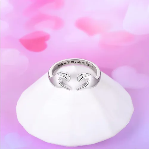 Miniatura 4 de Fookduoduo Anillos de abrazo para mujer, de plata de ley, ajustable, con texto en inglés "Always with You", anillos de joyería para parejas, anillos
