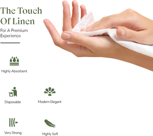 Miniatura 2 de 100 toallas desechables de lino para invitados, toallas de mano de papel para baño, toalla de papel blanca como tela - servilletas de mano de cóctel