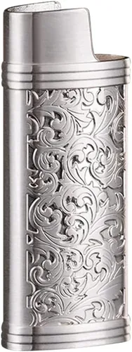 Mini cubierta de metal para encendedor de barra, funda decorativa portátil de viaje, funda decorativa retro creativa con cadena, funda vintage