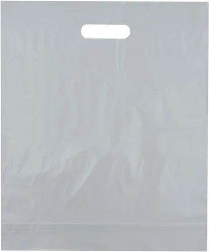 Miniatura 15 de Bolsas de compras de plástico con asas troqueladas de 9x12, negras, 100/cs – Bolsas marca directa