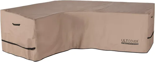 Miniatura 16 de ULTCOVER Funda impermeable para sofá de patio en forma de L y orientación derecha, para muebles modulares de 6 plazas, 110 pulgadas de ancho marrón