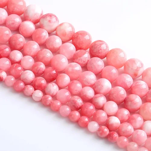 Miniatura 2 de Jiejinyu 46 piezas de cuentas sueltas espaciadoras de jade persa rosa de 8 mm para hacer joyas, pulseras, collares