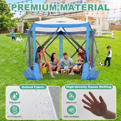 Miniatura 7 de COBIZI Tienda de campaña de 10 x 10 pies para camping, toldo de camping desplegable con paredes laterales, tienda de campaña portátil