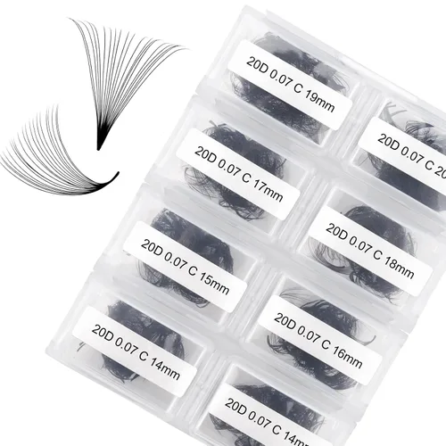 Miniatura 98 de Extensiones de Pestañas Rizo D 0.59-0.79 pulgadas Bandeja Mixta Seda Extensiones de Pestañas Clásicas Suministros Extensiones de Pestañas