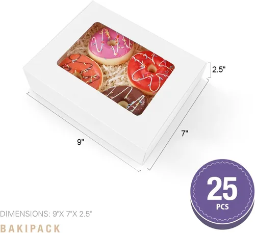 Miniatura 6 de 25 cajas blancas de panadería con ventana, cajas para pasteles de 9 x 7 x 2.5 pulgadas con ventana, cajas de golosinas para panadería pequeña