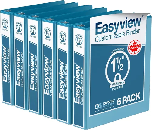 Miniatura 26 de Easyview - Carpetas prémium de 3 anillas con cubiertas transparentes y anillos redondos, carpetas para la escuela u oficina, 1 pulgada, paquete