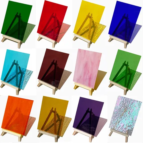 Miniatura 2 de ILLUCKAI 12 hojas de vidrieras transparentes arcoíris de 4 x 6 pulgadas, suministros de vidrio de arte catedral para proyectos de vidrieras