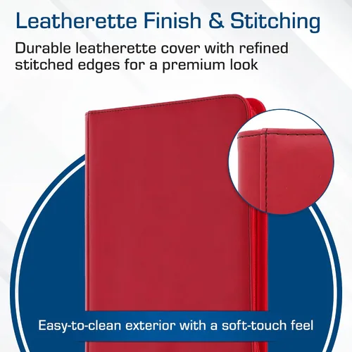 Miniatura 4 de BCW Z-Folio - Álbum LX de 9 bolsillos - Rojo Organizador de tarjetas con cremallera segura Carpeta de colección de tarjetas de cuero sintético