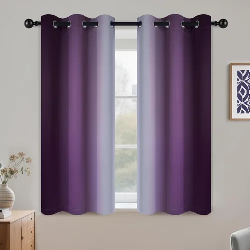 Miniatura 141 de COSVIYA Cortinas 100% Opacas Azul Degradado con Lazos Ajustables para Cocina Aislamiento Térmico Oscurecimiento de Habitación Cenefa con Bolsillo