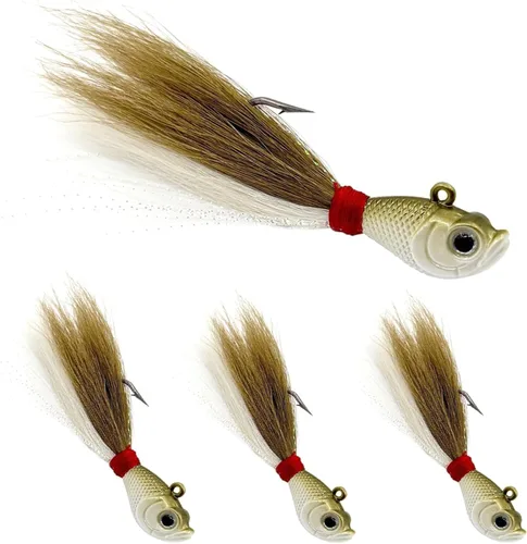 Miniatura 14 de Bucktail Jigs Saltwater 3Pcs/5Pcs Fish Hair Jig Lure Hooks,Fishing Hair Swimbait Jig Head Deer Hair Jig Surf Fishing for Walleye Striper Blanco