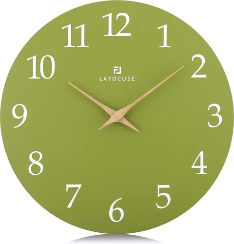Miniatura 9 de Lafocuse Reloj de pared negro de madera de 12 pulgadas, funciona con pilas, silencioso, sin tictac, moderno reloj de pared simple para decoración