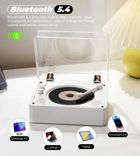 Miniatura 6 de Vangoa Reproductor de CD para el hogar pequeño con altavoces de alta fidelidad, reproductor de CD recargable portátil doble conector de auriculares
