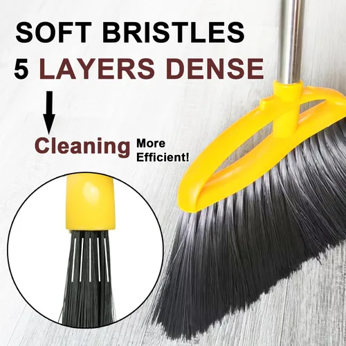 Miniatura 3 de Escoba de cerdas suaves para interiores, escoba angular con mango largo, escobas de barrido suave para pisos, escoba de cocina