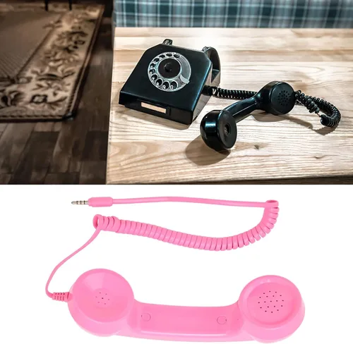 Miniatura 5 de Teléfono vintage, receptor de teléfono celular de mano con enchufe de sonido de 0.138 in, teléfono móvil a prueba de radiación para computadoras