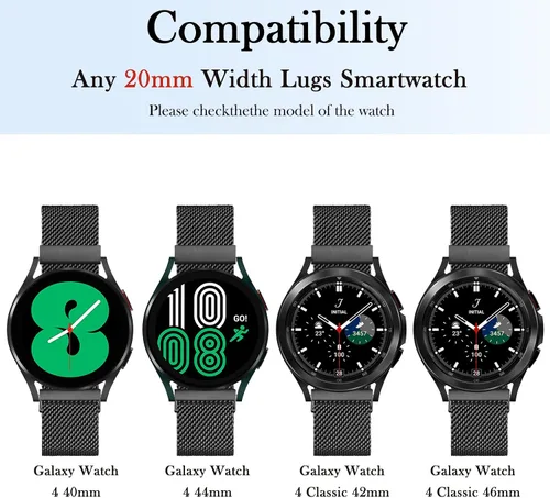 Miniatura 2 de Wanme Correa de repuesto para Samsung Galaxy Watch 4 de 1.575 in y 1.732 in, Galaxy Watch 4 Classic de 1.654 in y 1.811 in, para mujeres y hombres