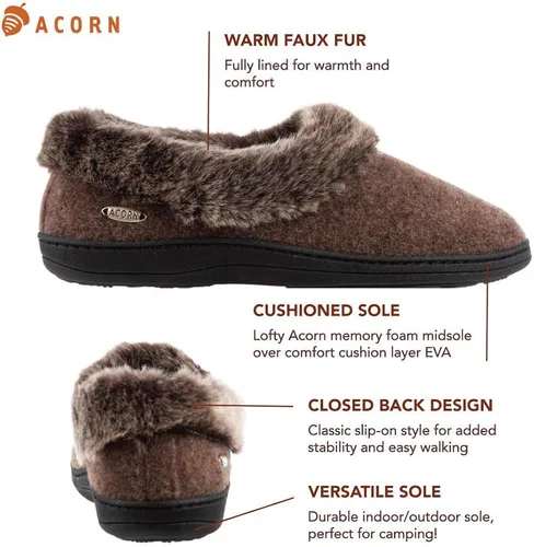 Miniatura 5 de Acorn Pantufla con cuello de chinchilla para mujer
