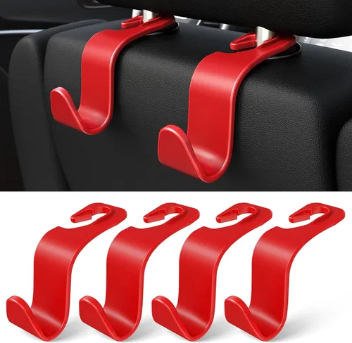 Miniatura 7 de Amooca - Gancho para reposacabezas de asiento de coche, 4 unidades, organizador de almacenamiento universal para bolso de mano, abrigo, ajuste