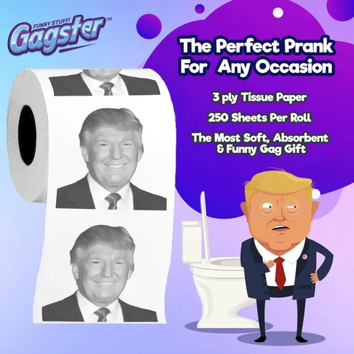 Miniatura 2 de Donald Trump rollo de papel de baño, novedad graciosa gag, portarrollos de papel para demócratas y republicanos, 3 Ply, papel higiénico suave