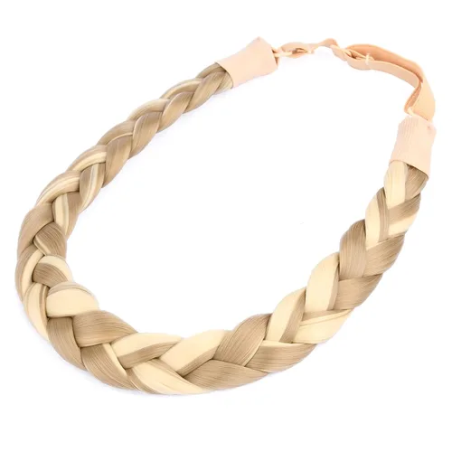 Miniatura 28 de Diadema clásica de cabello sintético trenzado, trenzas gruesas y anchas, extensión de cabello con elástico para mujeres y niñas, accesorio