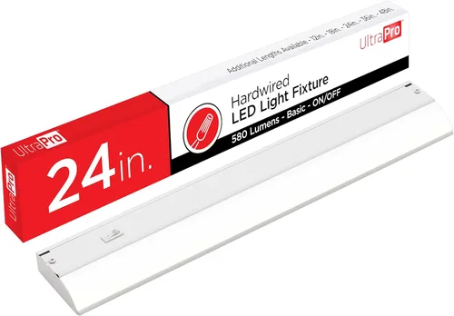 UltraPro Luces cableadas para debajo del gabinete de 24 pulgadas, solo encendido/apagado, 2700 K blanco cálido, iluminación debajo del gabinete,