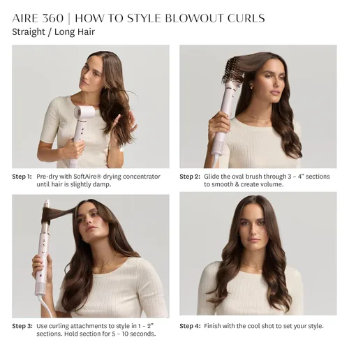 Miniatura 10 de Aire 360 Ceramic Dual Voltage Air Styler Blowout Kit with Curling Attachments, Oval Brush & Drying Concentrator Fast, Healthy Blowouts and