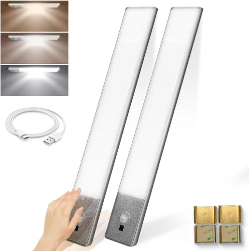 VYANLIGHT Luces de cocina para debajo del gabinete, tiras de luz LED inalámbricas con sensor de movimiento para despensa, armario, baño, iluminación