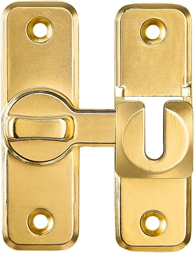 Miniatura 7 de INIRET 2 paquetes de cerradura de pestillo reversible de seguridad mejorada en oro - Pestillo de puerta corredera y batiente de 90/180 grados