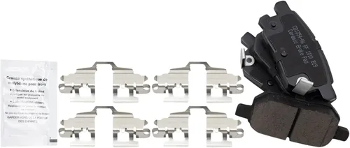 Miniatura 4 de TRQ Kit de pastillas de freno trasero y rotor, kit químico de freno, pastillas de freno Rotor de freno de cerámica compatible con Scion tC 2011-2016