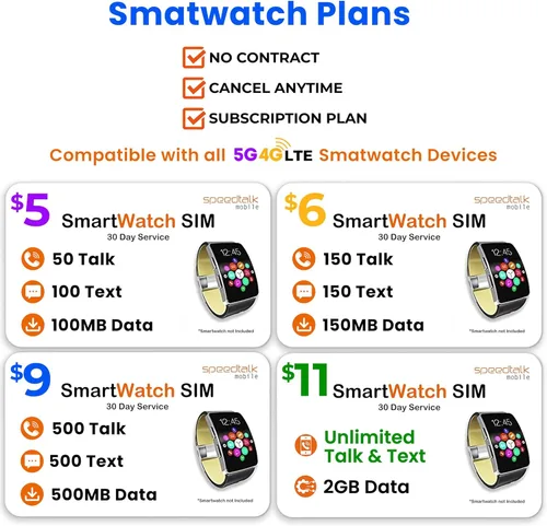 Miniatura 3 de SpeedTalk Mobile Kit de tarjeta SIM precargada de $5 para reloj inteligente para niños con GPS y seguimiento de actividad Tarjeta SIM 3 en 1