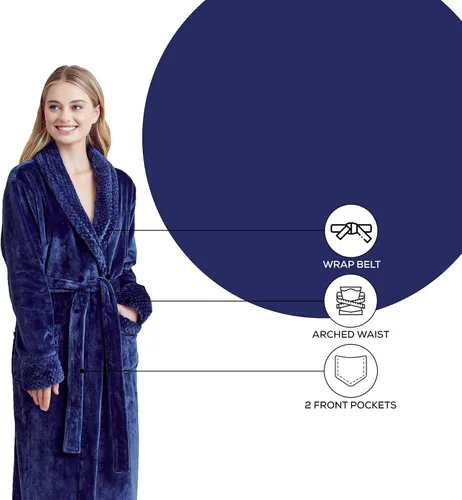 Miniatura 2 de Bata de baño de forro polar cómoda para mujer - Bata suave de felpa para mujer