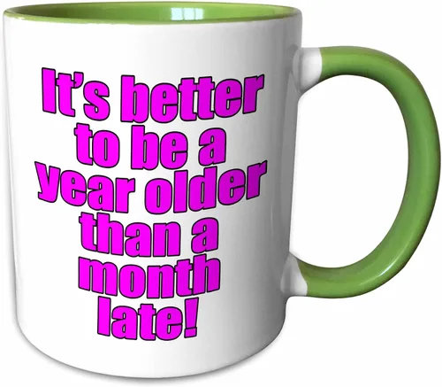 Miniatura 8 de 3dRose evadane – Funny Quotes – Su Mejor A Ser Un Año Más un mes Late, Pink – Tazas, Negro/Blanco
