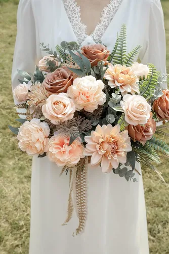 Miniatura 3 de YYHUAWU Caja Combo de Flores Artificiales Color Degradado Hoja de Flor con Tallos para DIY Ramos de Boda Centros de Mesa Baby Shower Fiesta