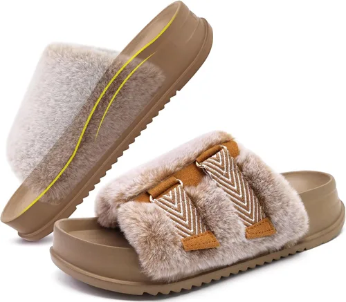 Miniatura 14 de KuaiLu Pantuflas ortopédicas para mujer con soporte de arco, sandalias acolchadas suaves para mujer, sandalias de moda con punta abierta, de piel