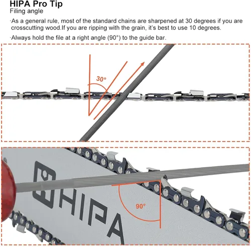 Miniatura 5 de Hipa Juego de 12 limas para motosierra, kit de afilado de motosierra, limas de 5/32", 3/16", 7/32", 1/8", 11/64", 13/64" para afilado redondo
