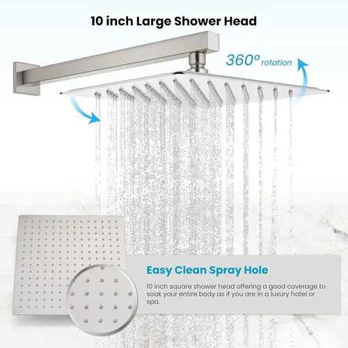 Miniatura 3 de gotonovo Juego de grifo de ducha tipo lluvia con sistema de molduras de ducha con cabezal de ducha de lluvia de 10 pulgadas, mezclador de baño