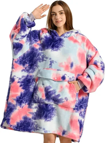 Miniatura 7 de Krifey Manta con capucha de sherpa de gran tamaño como regalo de cumpleaños para mamá, mujer, novia, hombre, acogedora sudadera con bolsillo gigante