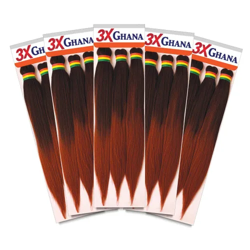 Miniatura 64 de REALISTIC - Paquete múltiple. Trenzas preestiradas X-Pression 3X Ghana de 50 pulgadas, 100% Kanekalon, fáciles de trenzar sin picazón