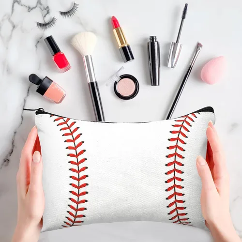 Miniatura 5 de Eccliy 20 bolsas de maquillaje de béisbol, regalos de equipo deportivo a granel, bolsa de cosméticos de béisbol, accesorios para mujeres, bolsa