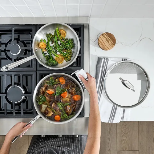 Miniatura 7 de Juego de utensilios de cocina de acero inoxidable de 5 capas All-Clad D5, apto para inducción, horno y parrilla, seguro hasta 600°F, 5 piezas