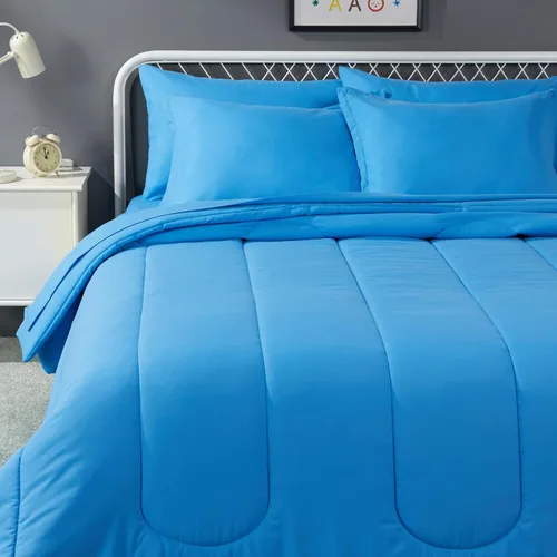 Miniatura 15 de Amazon Basics Juego de ropa de cama de microfibra de 5 piezas Bed-in-a-Bag para niños, individual, azul, sólido