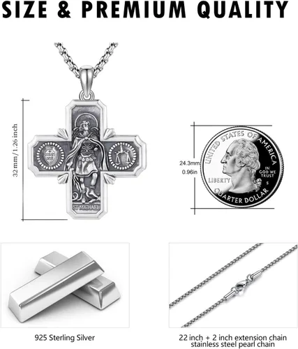 Miniatura 188 de Collar de plata de ley 925 con medalla de San Patrón, colgante de protección católica, amuleto, joyería religiosa para hombres y mujeres