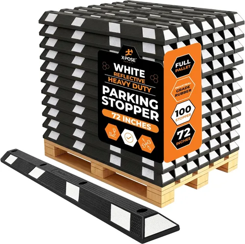 Miniatura 57 de Xpose Safety Tope de goma resistente de 22 pulgadas para estacionamiento, paquete de 2 bloques de ruedas para garaje, entrada o rampa, tope