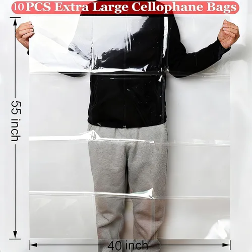 Miniatura 2 de SYOGUA Paquete de 10 bolsas de celofán extra grandes, 40 x 55 pulgadas, bolsas de regalo transparentes de 3 mil de grosor para cestas de plástico