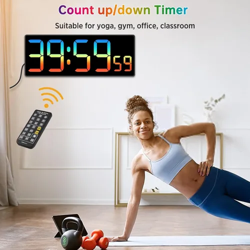 Miniatura 4 de Soobest - Reloj de pared digital con temporizador de cuenta regresiva remoto, temporizador eléctrico de segundos para gimnasio, sala de estar