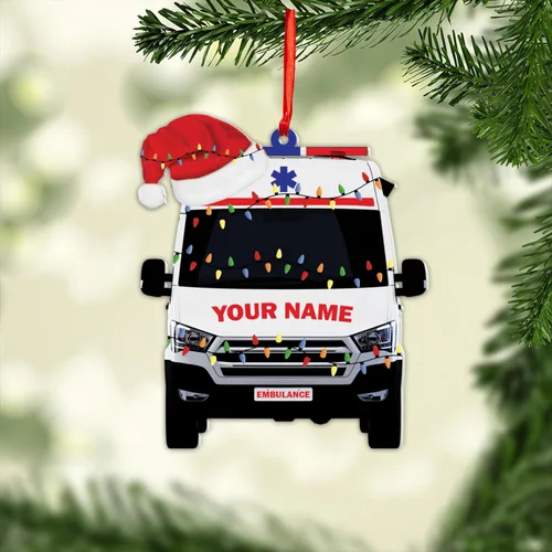 Miniatura 12 de Adorno de Navidad paramédico EMS personalizado, decoración de árbol con nombre personalizado para socorristas, profesionales médicos, regalo