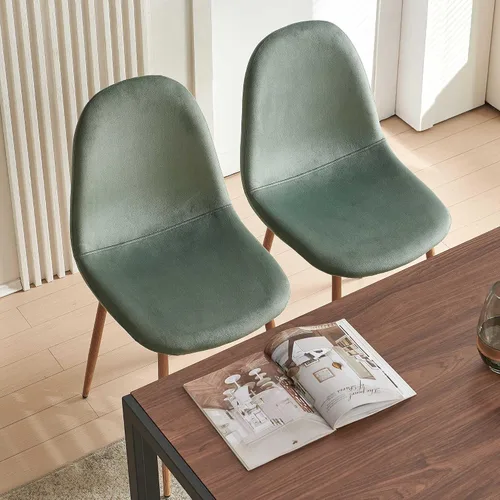 Miniatura 7 de Homedot Juego de mesa de cocina de 5 piezas para 4, mesa de comedor MDF de 47 pulgadas con grano de madera de nogal, 4 sillas tapizadas, silla